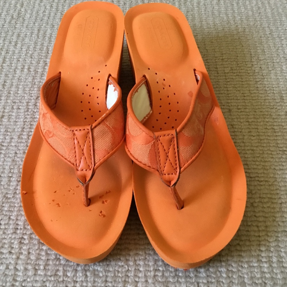 Coach Orange Womans Flip Flop Sandals